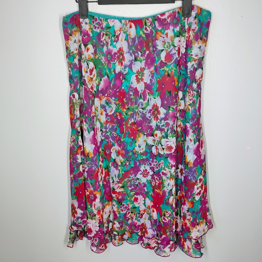 Notations Y2K Slip Skirt Womens Medium Multicolor Floral Fairycore Whimsical